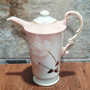 Vintage Syracuse China Madam Butterfly Pattern Coffee Pot Gold Rim Handle